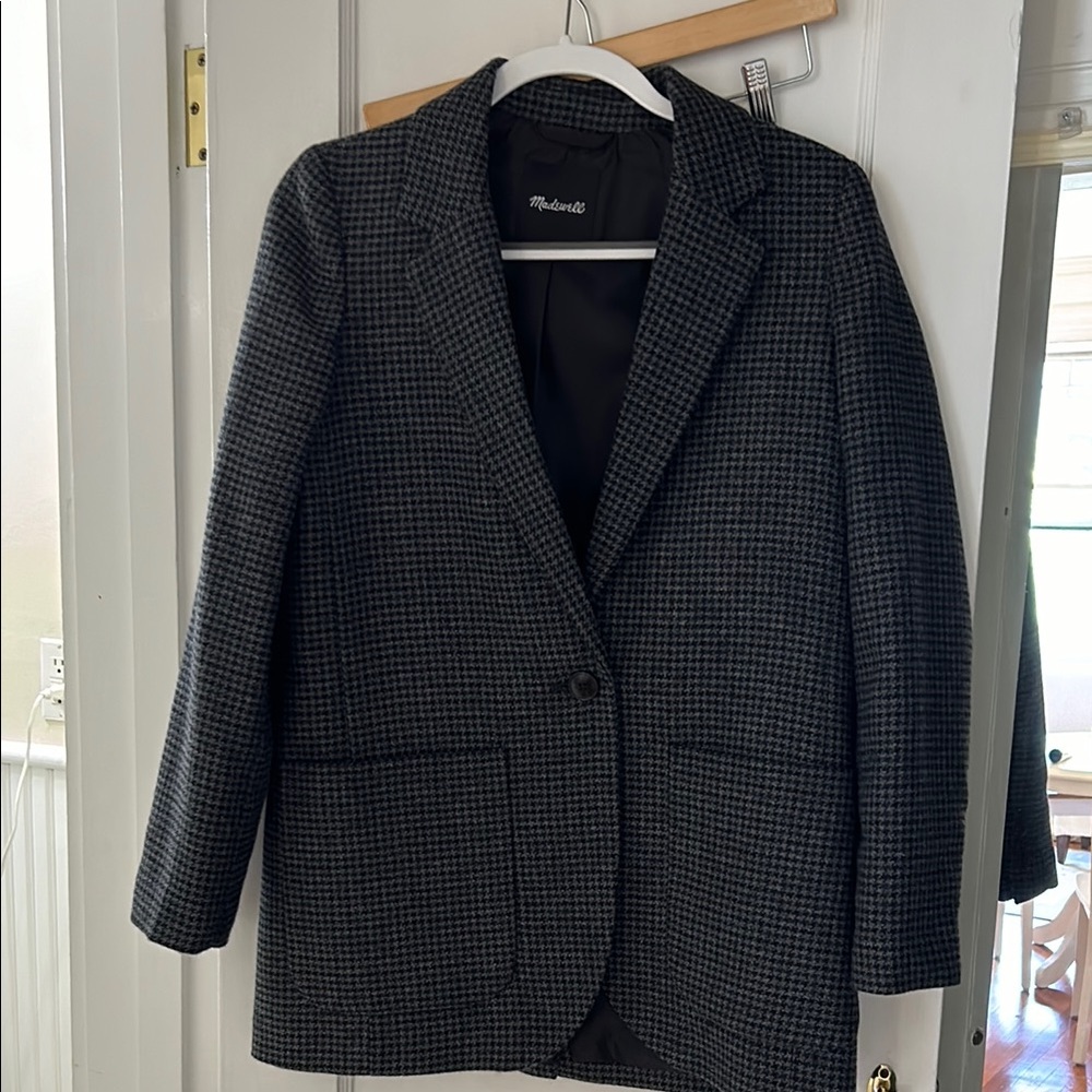Madewell Charcoal and Black Checkered Blazer